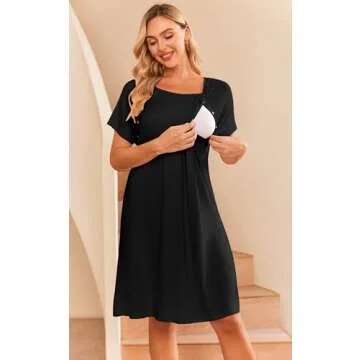 Ekouaer Short Maternity Nursing Nightgown for Moms