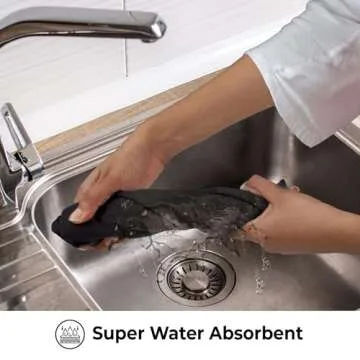 Urban Villa Black Kitchen Towels Set of 6 Premium Quality 100% Cotton Solid Kitchen Towels Ultra Soft Size 20X30 Inches Black Color Kitchen Towel Highly Absorbent Kitchen Towels