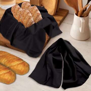 Urban Villa Black Kitchen Towels Set of 6 Premium Quality 100% Cotton Solid Kitchen Towels Ultra Soft Size 20X30 Inches Black Color Kitchen Towel Highly Absorbent Kitchen Towels