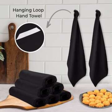 Urban Villa Black Kitchen Towels Set of 6 Premium Quality 100% Cotton Solid Kitchen Towels Ultra Soft Size 20X30 Inches Black Color Kitchen Towel Highly Absorbent Kitchen Towels