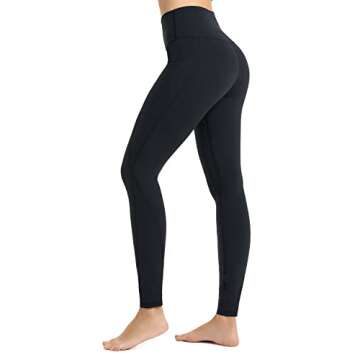 Sunzel High Waisted Workout Leggings with Pockets for Women, Tummy Control Yoga Pants Buttery Soft Athletic Gym Tights 28" Cs Black
