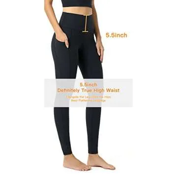 Sunzel High Waisted Workout Leggings with Pockets for Women, Tummy Control Yoga Pants Buttery Soft Athletic Gym Tights 28" Cs Black