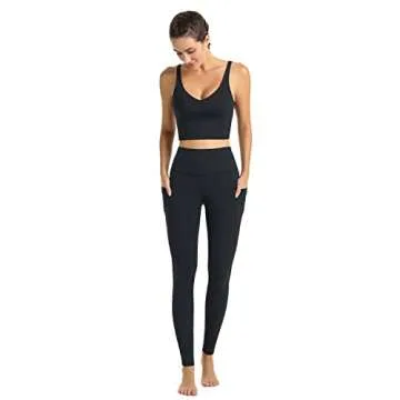 Sunzel High Waisted Workout Leggings with Pockets for Women, Tummy Control Yoga Pants Buttery Soft Athletic Gym Tights 28" Cs Black