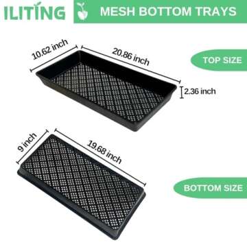 ILITING 1020 Mesh Tray - Soil Blocking 5 Pack for Hydroponics & Gardening 10x21 Inches