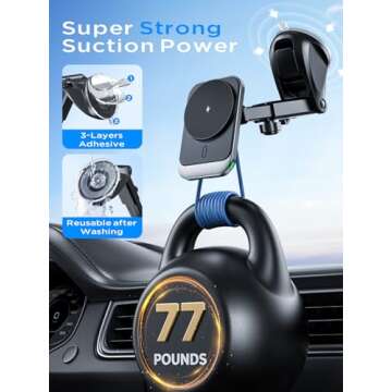 Hinyx for MagSafe Car Mount Charger, 15W Magnetic Wireless Car Charger Vent Dash Charging Phone Holder Mount for iPhone 15 14 13 12 11 Pro Max Plus Mini Xr Xs, Samsung, Google, LG, etc