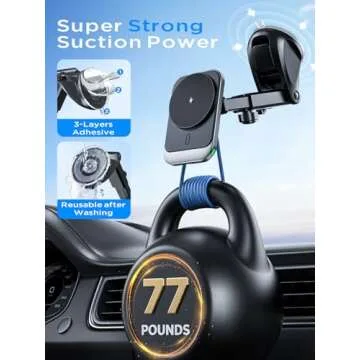 Hinyx for MagSafe Car Mount Charger, 15W Magnetic Wireless Car Charger Vent Dash Charging Phone Holder Mount for iPhone 15 14 13 12 11 Pro Max Plus Mini Xr Xs, Samsung, Google, LG, etc