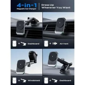 Hinyx for MagSafe Car Mount Charger, 15W Magnetic Wireless Car Charger Vent Dash Charging Phone Holder Mount for iPhone 15 14 13 12 11 Pro Max Plus Mini Xr Xs, Samsung, Google, LG, etc