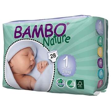 Bambo Nature Eco Friendly Baby Diapers Classic for Sensitive Skin, Size 1 (4-9 Lbs), 28 Count (6 Pack)