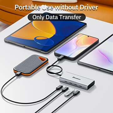Minisopuru USB C Hub, 10Gbps USB C to USB C Hub for Laptop, USB C Hub Multiport Adapter, 4 Port USB C Hub (Only Data Transfer, Not Support Video and Power), USB C Hub for MacBook Air/Pro, etc.
