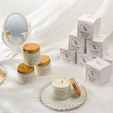 Lewtemi 7 Pcs Bridesmaid Gifts Maid of Honor Candle Matron of Honor Gift for Women Lavender Scented Candles Bridal Proposal Invited Favor for Bridal Shower Wedding