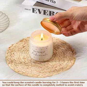 Lewtemi 7 Pcs Bridesmaid Gifts Maid of Honor Candle Matron of Honor Gift for Women Lavender Scented Candles Bridal Proposal Invited Favor for Bridal Shower Wedding