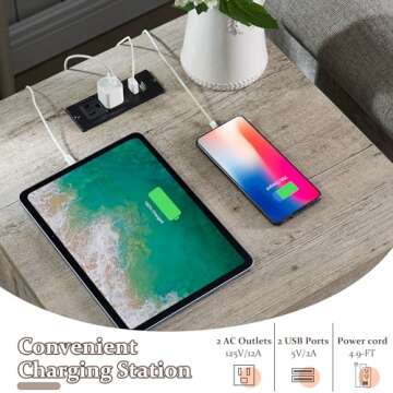 T4TREAM Nightstand wtih Charging Station, End Table, Side Table with 2 Drawers Storage Cabinet for Bedroom, Living Room, Farmhouse Design, Wood Rustic,Light Rustic Oak