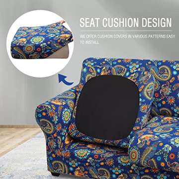 hyha Couch Cover, Loveseat Covers, Floral Pattern, Stretch, Printed, 3 Pieces, Sofa Slipcovers, for ...