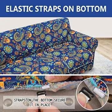 hyha Couch Cover, Loveseat Covers, Floral Pattern, Stretch, Printed, 3 Pieces, Sofa Slipcovers, for 2 Separate Cushion Couch Sofa, Washable Furniture Protector for Dogs(Loveseat, Vintage Pattern)