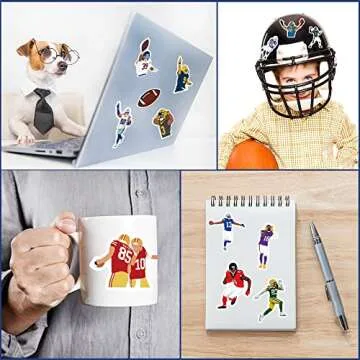Football Stickers Water Bottle Stickers Computer Laptop Stickers Vinyl Stickers Pack Gift Stickers, Waterproof Stickers for Kids Boys Girls Teens Laptop