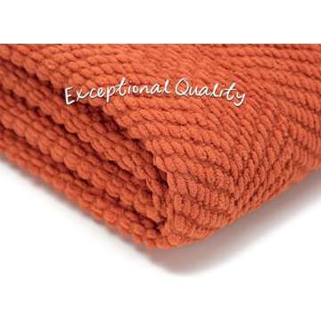 Chanasya Premium Textured Knit Throw Blanket with Tassels - Soft, Cozy Blanket for Couch, Bed, Living Room - 50" x 65” - Rust