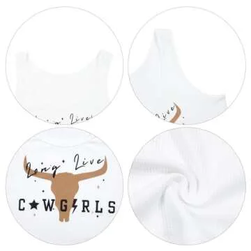 Long Live Cowgirl Tank Top Woman Country Music Crop Top Western Cowboy Shirt Cow Graphic Cami Sleeveless Tops White