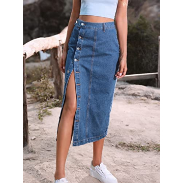 Stylish ELSTAROA High Waisted Denim Skirt for Women