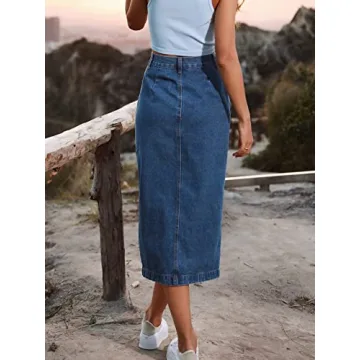 Stylish ELSTAROA High Waisted Denim Skirt for Women