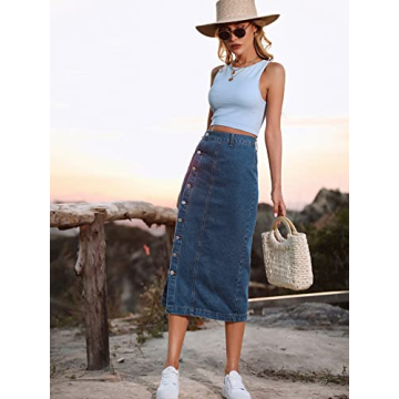Stylish ELSTAROA High Waisted Denim Skirt for Women