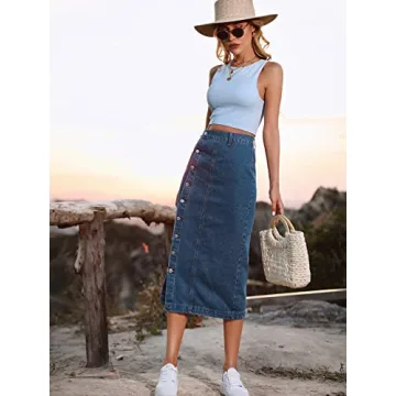 Stylish ELSTAROA High Waisted Denim Skirt for Women
