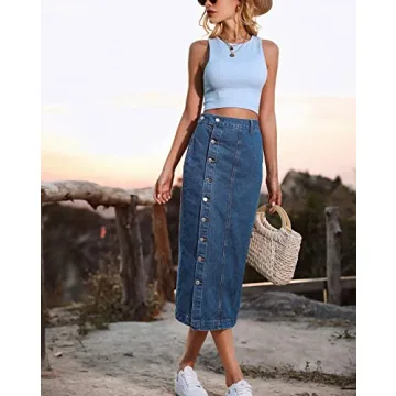 Stylish ELSTAROA High Waisted Denim Skirt for Women