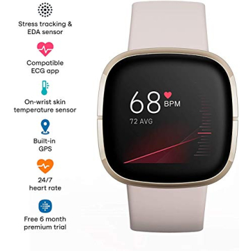Fitbit Sense Smartwatch GPS Heart Rate ECG White Gold