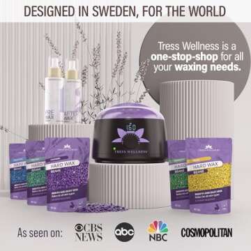 Tress Wellness Waxing Kit for Brazilian Wax - Easy to Use - For Sensitive Skin - Digital Display, Flower Watercolor White