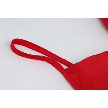 Meladyan Women Sexy Long Sleeve Mesh Crop Top Solid Cover Up Spaghetti Strap Slim Fit Corset Cami 2 Pieces Clubwear Red