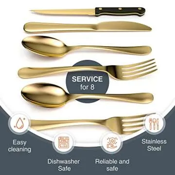 Tribal Cooking Gold Silverware Set for 8 - Elegant & Durable