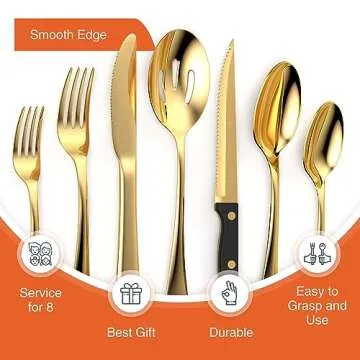 Tribal Cooking Gold Silverware Set for 8 - Elegant & Durable