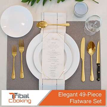 Tribal Cooking Gold Silverware Set for 8 - Elegant & Durable