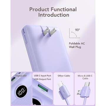 VRURC Portable Charger 20000mAh, Fast Charging Power Bank USB C,4 Output 2 Input Charging Bank Equip...