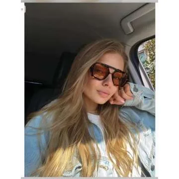 ADE WU Trendy Square Aviator Sunglasses for Women Fashion Sunglasses Womens Aviator Style (Tortoise ...