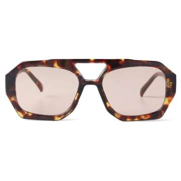 ADE WU Trendy Square Aviator Sunglasses for Women Fashion Sunglasses Womens Aviator Style (Tortoise shell Frame/Lightly Orange Tinted Lenses)
