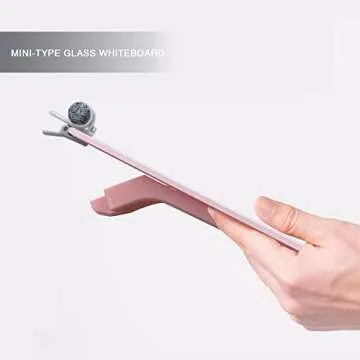 Pink Mini Desktop Pure Glass Whiteboard, Small Slope Slick Desk Whiteboard Glass, Desk White Board, Desktop White Board Dry Erase, Stenography Artifact for Office Home Schooling Décor, 8x6 Inches