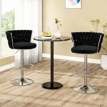 Lamerge Velvet Bar Stools Set of 2, Swivel Counter Stools Counter Height Barstools with Back & Footrest,Bar Chairs Velvet for Kitchen Island Dining Chairs, Black