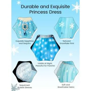 UPORPOR Princess Dresses for Girls Toddler Princess Costume Dress Up Clothes for Girls Halloween Costume with Cape for Christmas, Birthday, Party, LED Light No Assembly Needed, 130