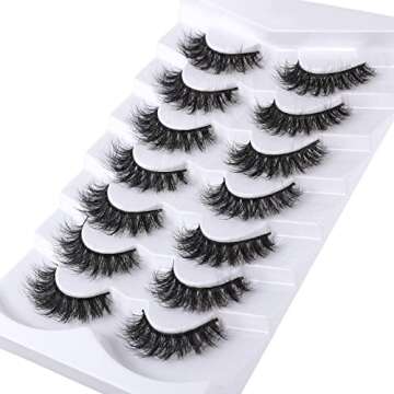 Mebver False Eyelashes Cat Eye Lashes Faux Mink Lashes Natural Look Fluffy Wispy Lashes That Look Li...