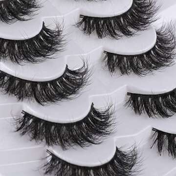 Mebver False Eyelashes Cat Eye Lashes Faux Mink Lashes Natural Look Fluffy Wispy Lashes That Look Like Extensions Pestañas Postizas D Curl Lash Strips Short Fox Eye Lashes 7 Pairs Pack