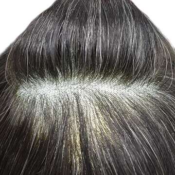 LYRICAL HAIR Toupee For Men Human Hair Piece Hair Systems for Men Soft French Lace Toupee Hairpieces Mens Hair Replacement Systems(8 * 10", 1B+20% SYNTHETIC GREY-120% Medium light to medium density)