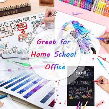 TANMIT Gel Pens, 33 Color Gel Pen Fine Point Colored Pen Set with 40% More Ink for Adult Coloring Books, Drawing, Doodling, Scrapbooks Journaling