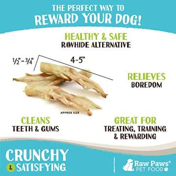 Raw Paws Freeze Dried Duck Feet for Dogs (10 Pack) - Made in USA Fully Digestible Dog Chew- Single Ingredient Dog Treats - Freeze Dried Duck Feet for Dogs - Duck Feet Dog Treat - Duck Treats for Dogs
