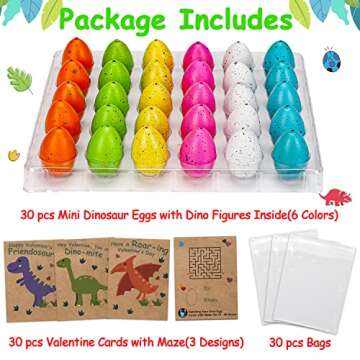 30PCS Hatching Dinosaur Eggs Valentines Day Cards for Kids School Classroom Novelty Dino Toys Valent...