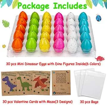 Exciting 30PCS Hatching Dinosaur Eggs with Valentine Cards for Kids