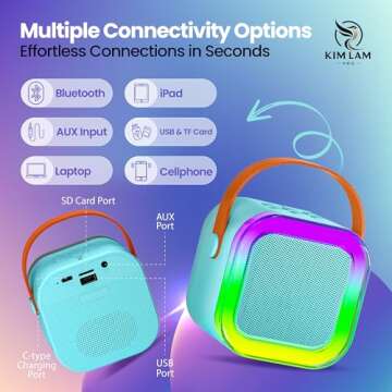 KimLamPro Mini Karaoke Machine for Kids - 2 Microphones and Lights