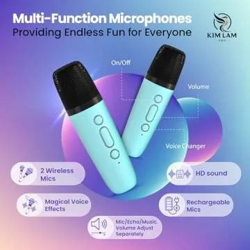 KimLamPro Mini Karaoke Machine for Kids - 2 Microphones and Lights