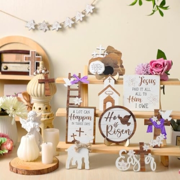 Mifoci 16 Pcs Easter Tiered Tray Decor for Festive Celebrations