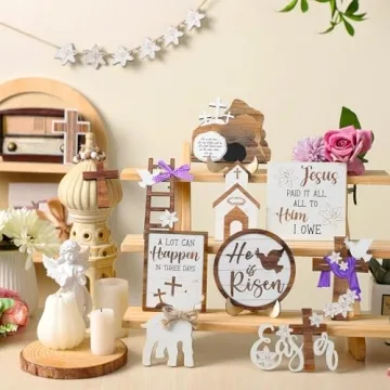 Mifoci 16 Pcs Easter Tiered Tray Decor for Festive Celebrations