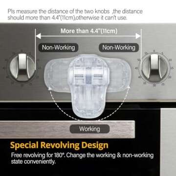 EUDEMON Child Safety Heat-Resistant Oven Door Lock, Oven Front Lock for Kids Easy to Install, Use Adhesive,No Screws or Drill (1 Pack,Clear-White)(Only for Flat Surface)